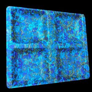 Vintage MCM Flower Power Japanese Takashima Lacquered Tray Blue Floral